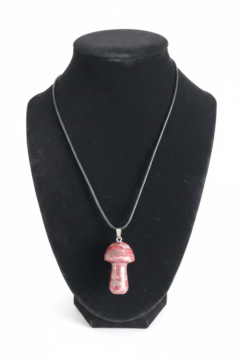 Mushroom-Shaped Rhodonite Necklace