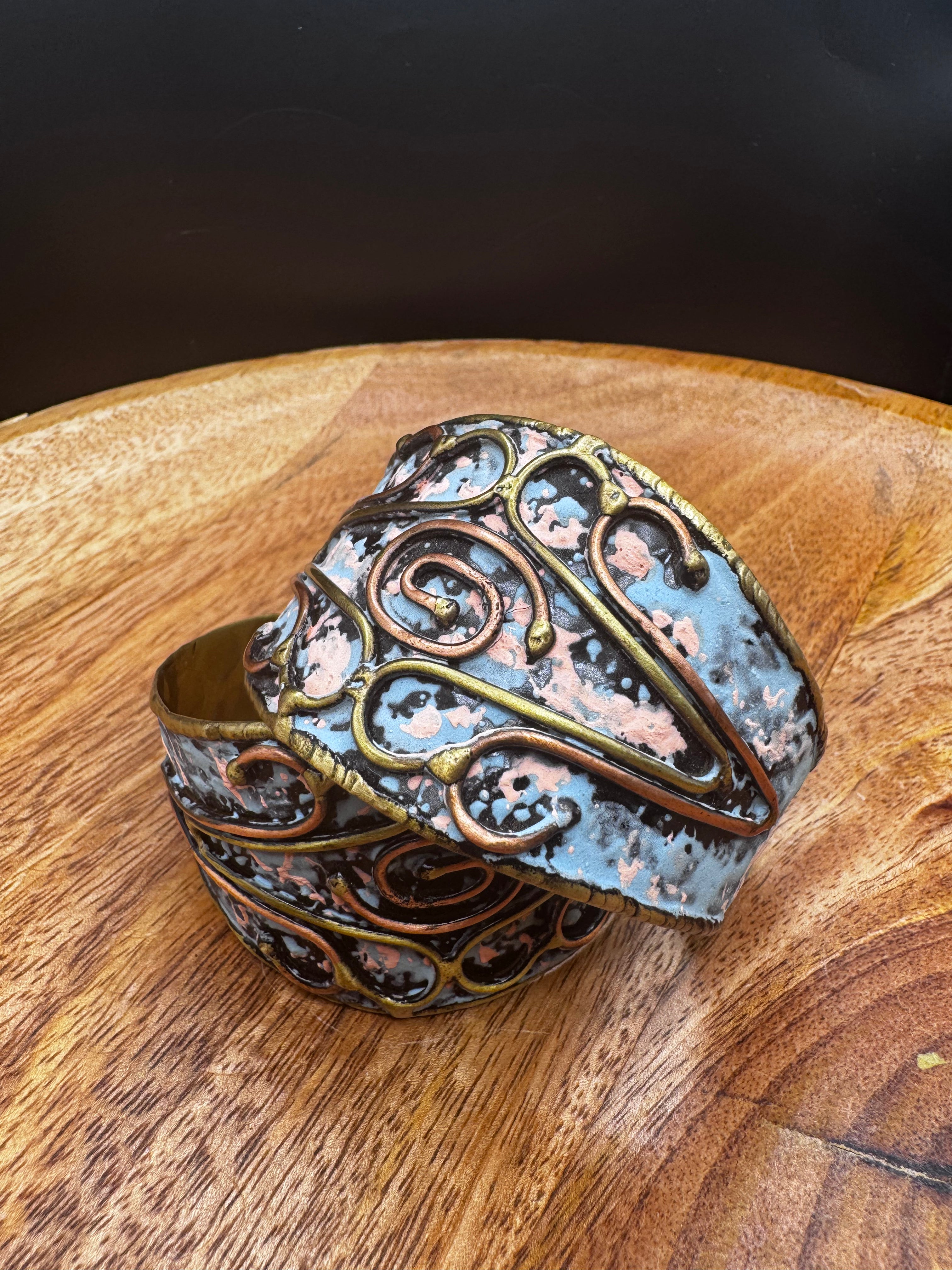 Brass Patina Curled vs Cuff Bracelet