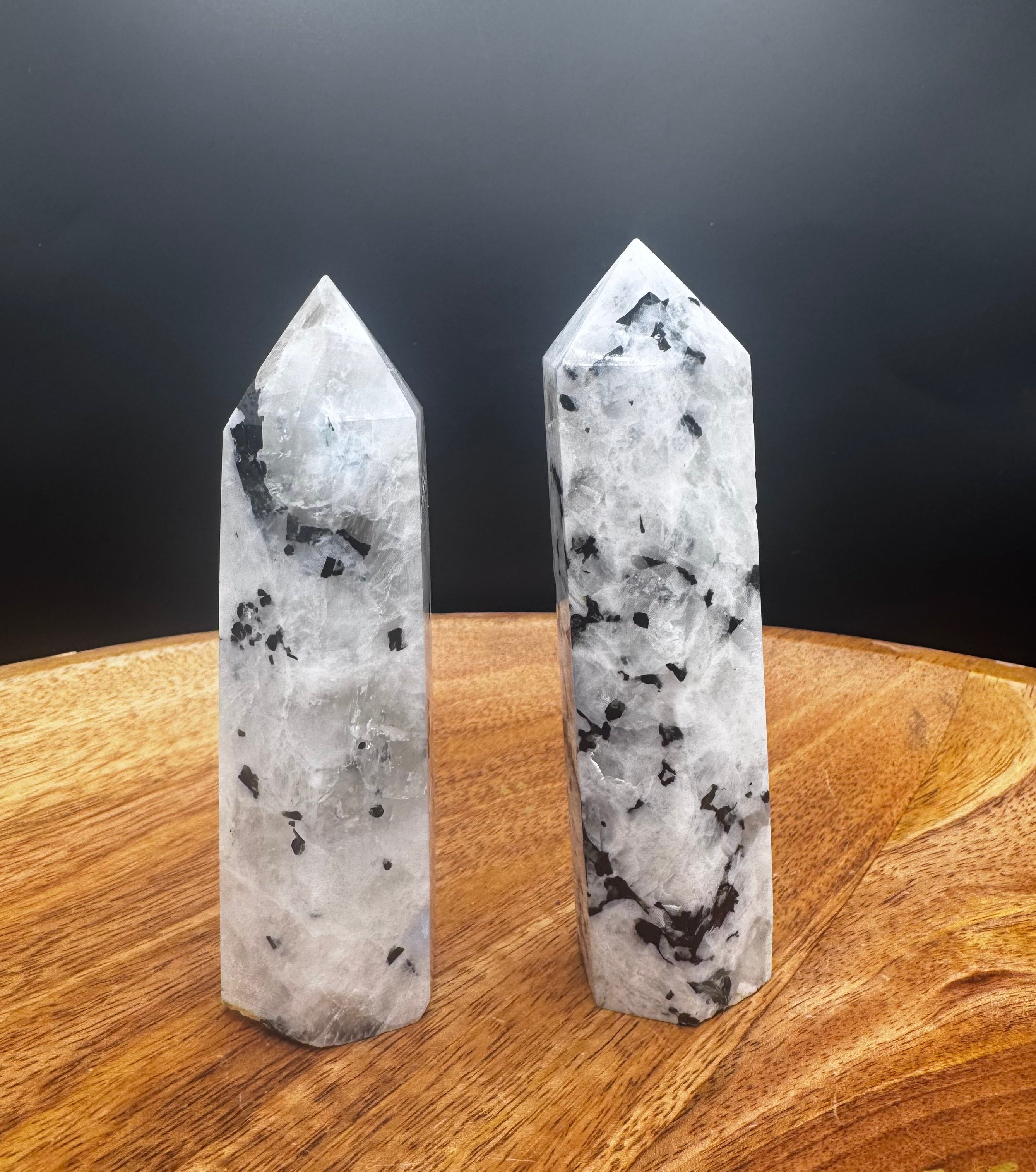 Rainbow Moon Stone White Labradorite With Black Tourmaline Tower