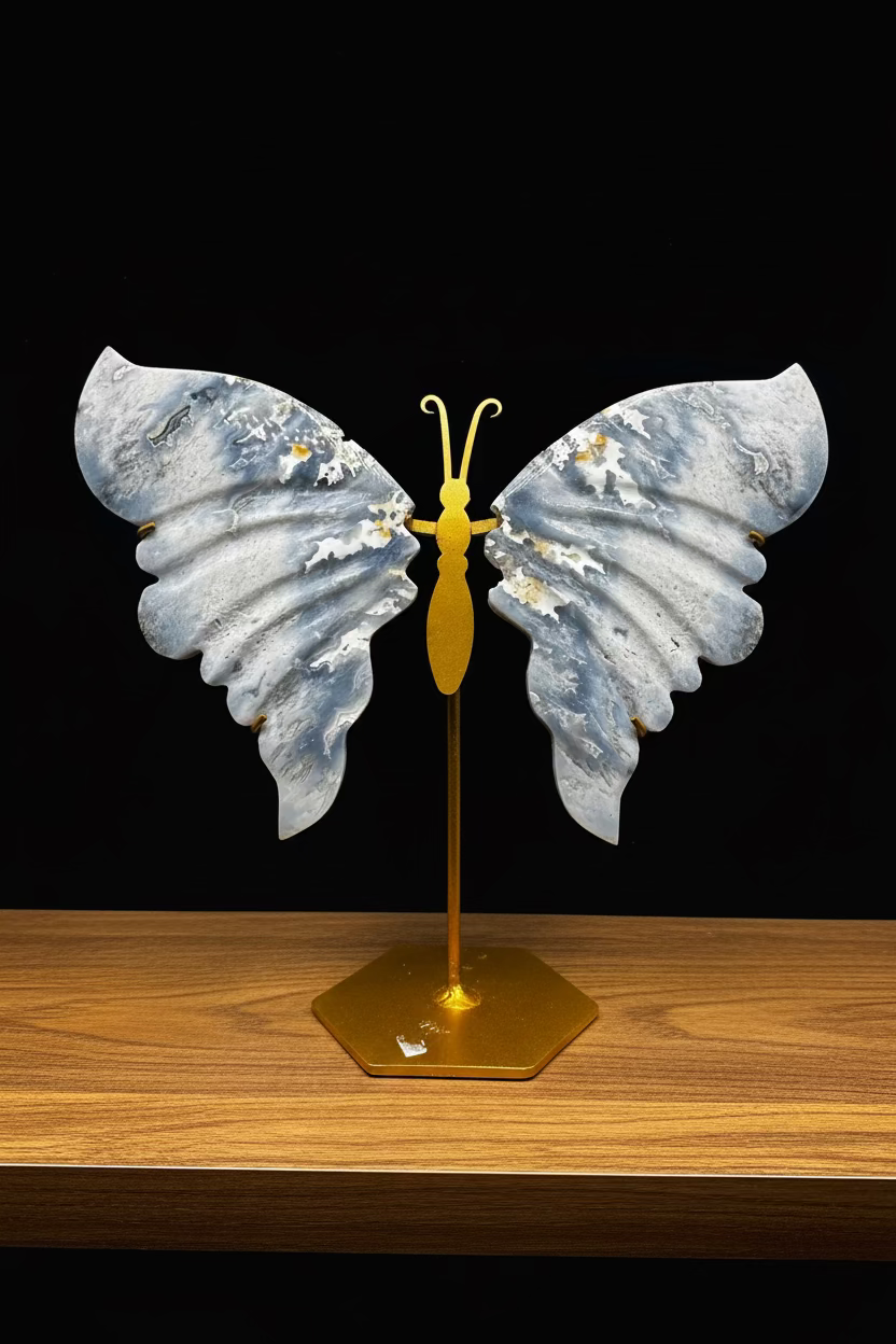 Blue Plume Agate Butterfly